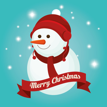happy merry christmas snowman character vector illustration designのイラスト素材