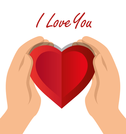 i love you hand hold heart with shadow icon vector illustrationのイラスト素材