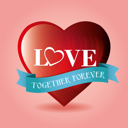 romantic card love together forever blue ribbon design vector illustrationのイラスト素材