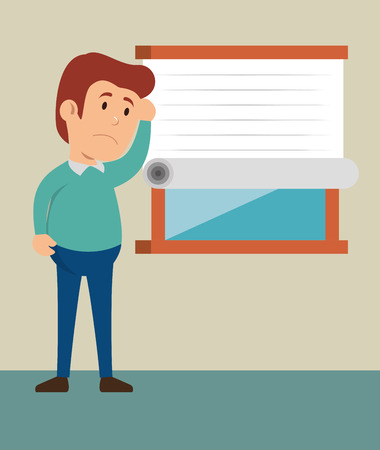 cartoon guy thinking stress problem vector illustration eps 10のイラスト素材