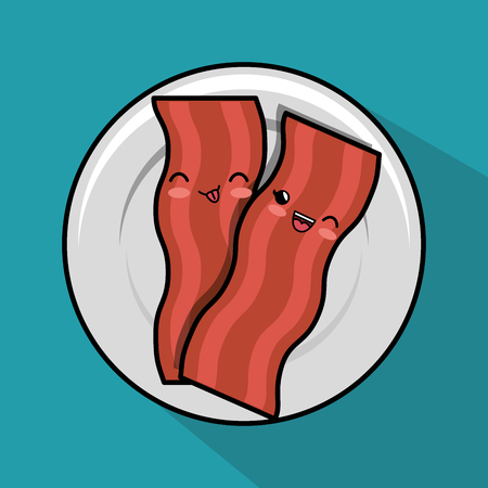 kawaii bacon plate breakfast icon vector illustration eps 10のイラスト素材