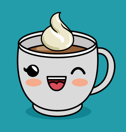cherrful cup coffee kawaii with cream vector illustration eps 10のイラスト素材