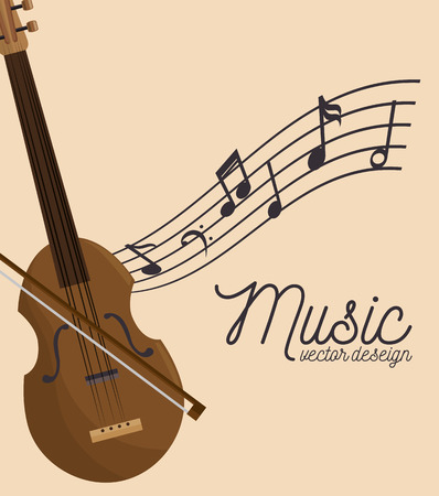music festival fiddle wooden and notes vector illustrationのイラスト素材