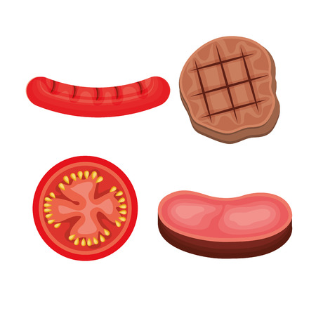 barbecue time set icons vector illustration designのイラスト素材