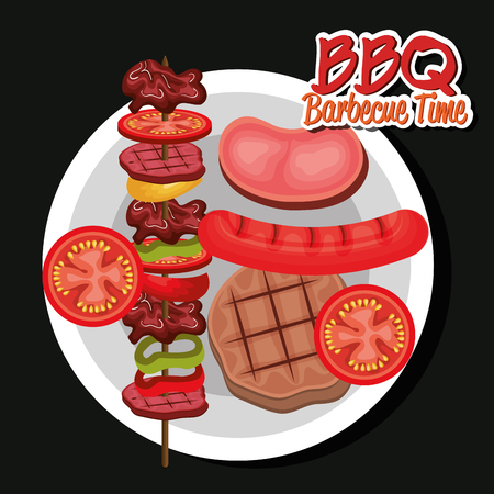 barbecue time best meat vector illustration designのイラスト素材