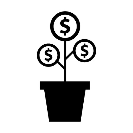 plant with coins funding icon vector illustration designのイラスト素材