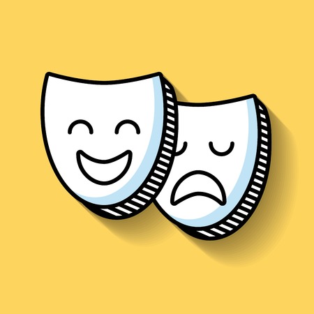 theater masks line icon vector illustration designのイラスト素材
