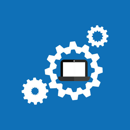 technology gears laptop system icon vector illustrationのイラスト素材