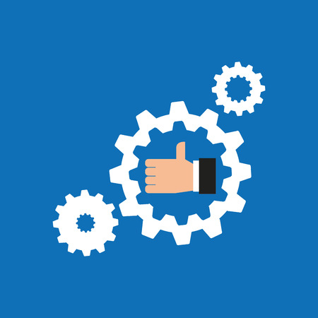 like hand icon with gear work icon vector illustrationのイラスト素材