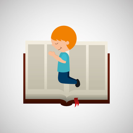 boy cartoon blessed open bible graphic vector illustrationのイラスト素材