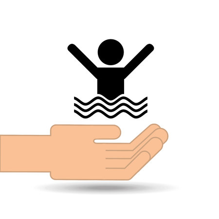 hand holding swimmer design, vector illustration eps 10のイラスト素材