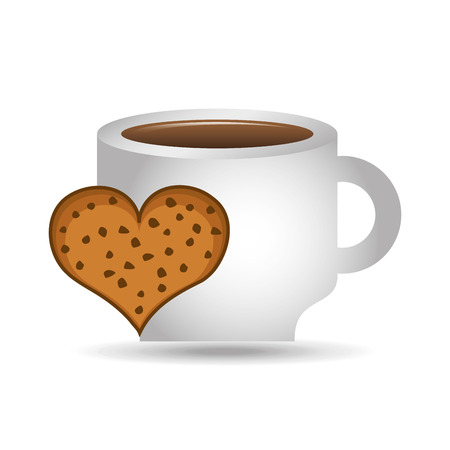 cup coffee heart cookie bakery icon design graphic vector illustrationのイラスト素材