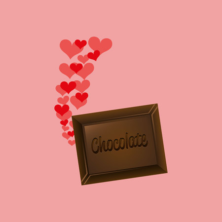 heart cartoon chocolate bar sweet icon design vector illustrationのイラスト素材
