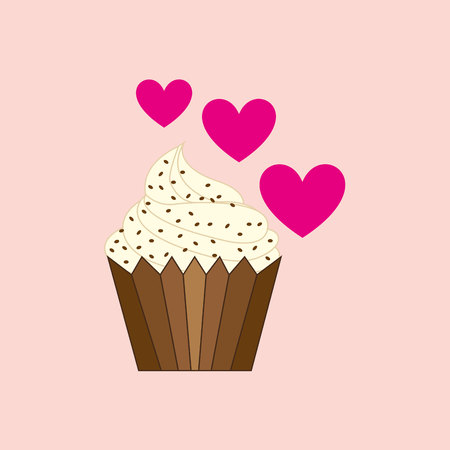 heart cartoon sweet cup cake chip candy icon design vector illustrationのイラスト素材