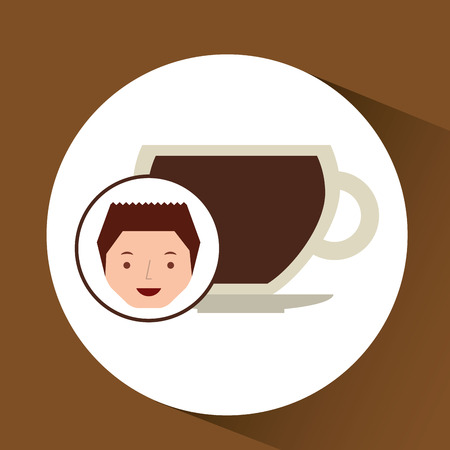 cartoon guy with cup coffee hot design icon vector illustrationのイラスト素材