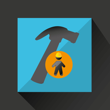 man silhouette helmet and hammer design graphic vector illustrationのイラスト素材