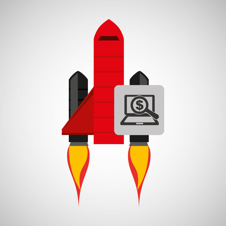 red rocket concept business laptop money vector illustrationのイラスト素材