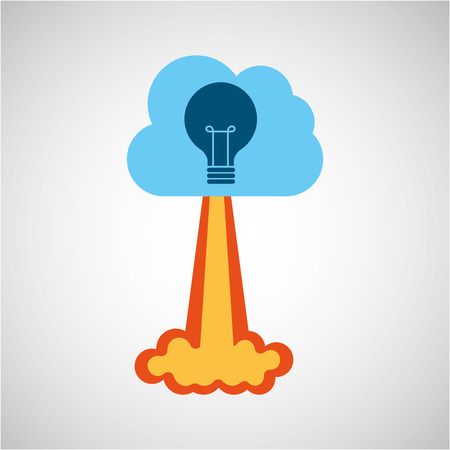 start up business cloud idea bulb graphic isolated vector illustrationのイラスト素材