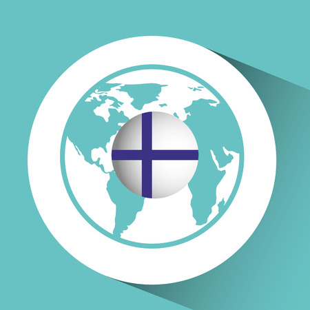 finland flag pin map design vector illustrationのイラスト素材