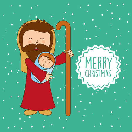 happy merry christmas manger character vector illustration designのイラスト素材