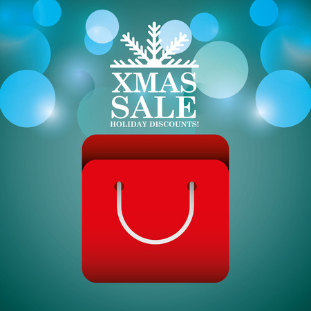 merry christmas sale with shopping bag vector illustration designのイラスト素材