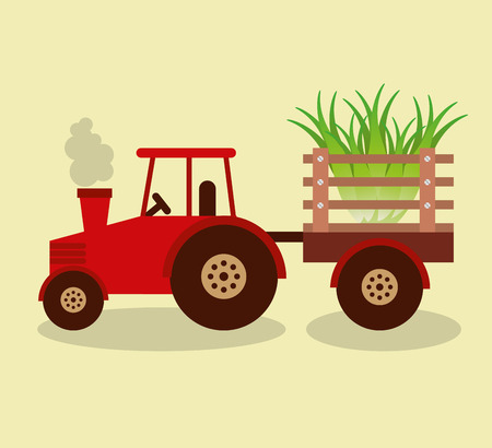 tractor farm with vegetables vector illustration designのイラスト素材