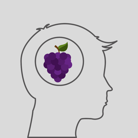 silhouette head with tasty grapes icon graphic vector illustration eps 10のイラスト素材