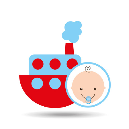 funny red ship toy baby icon vector illustration eps 10のイラスト素材