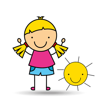 girl happy cartoon sun smlile vector illustration eps 10のイラスト素材