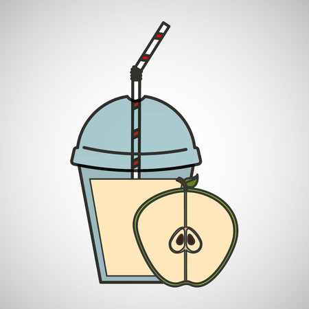 delicious juice fruit pear and cup cover straw icon vector illustration eps 10のイラスト素材