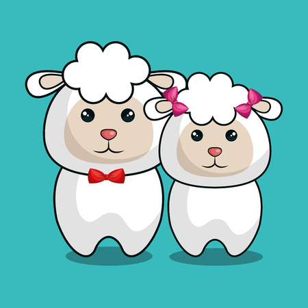 cute sheep stuffed icon vector illustration designのイラスト素材