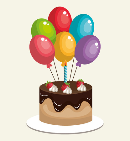 happy birthday card with balloons air party vector illustration designのイラスト素材