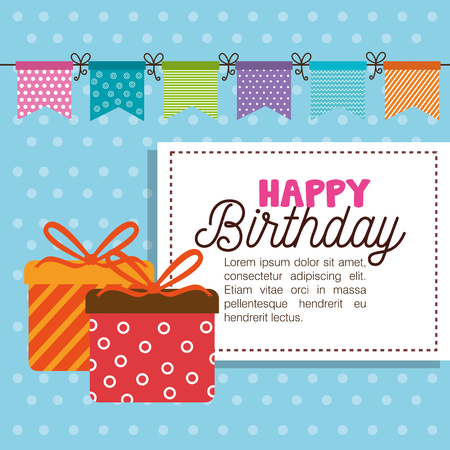 happy birthday celebration card vector illustration designのイラスト素材