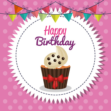 happy birthday celebration card vector illustration designのイラスト素材