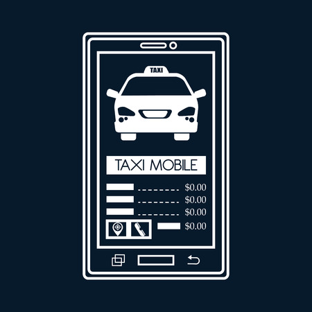 silhouette smartphone application taxi mobile black background vector illustrationのイラスト素材