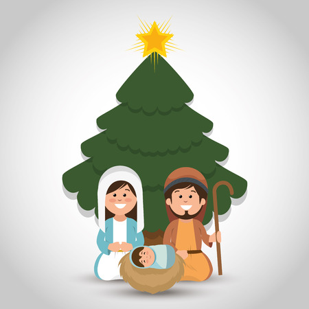 happy merry christmas manger character vector illustration designのイラスト素材