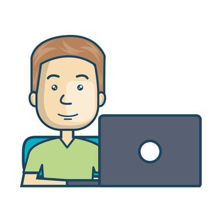 Avatar of a person working on laptop vector illustration designのイラスト素材