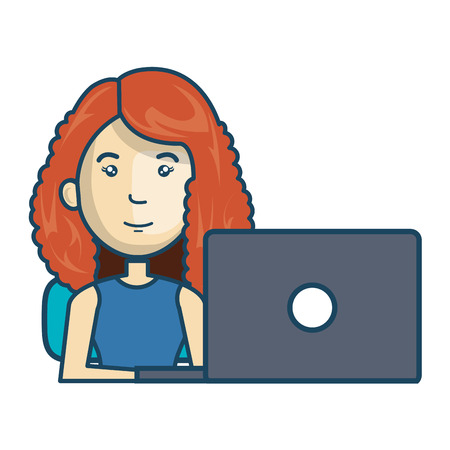 Avatar of a person working on laptop vector illustration designのイラスト素材