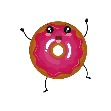 delicious donut comic character vector illustration designのイラスト素材