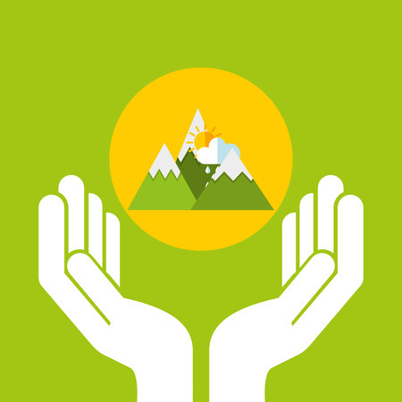 snowy mountains. sun rain weather concept design vector illustration eps 10のイラスト素材