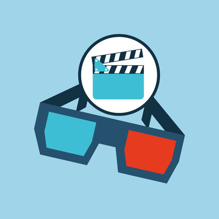 clapper glasses 3d cinema movieのイラスト素材
