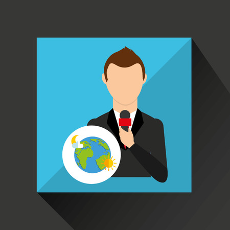 tv news weather reporter globe icon vector illustrationのイラスト素材