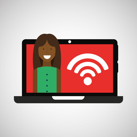 woman laptop wifi internet icon graphic vector illustration eps 10のイラスト素材