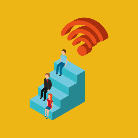 global connection wifi digital family vectorのイラスト素材