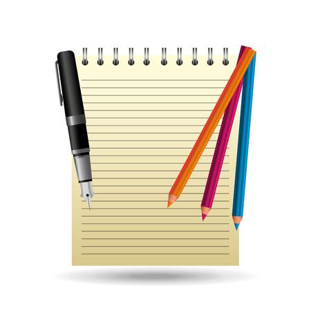 elements school notebook pen color icons vectorのイラスト素材