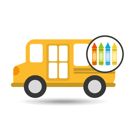 school bus icon crayons graphic vector illustrationのイラスト素材