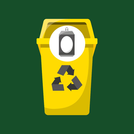 trash yellow can icon recycle vector illustrationのイラスト素材