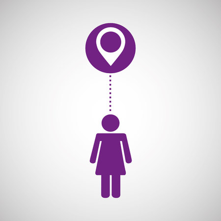 silhouette girl pointer map media icon vectorのイラスト素材