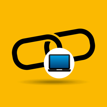 laptop icon chain link social media vector illustrationのイラスト素材