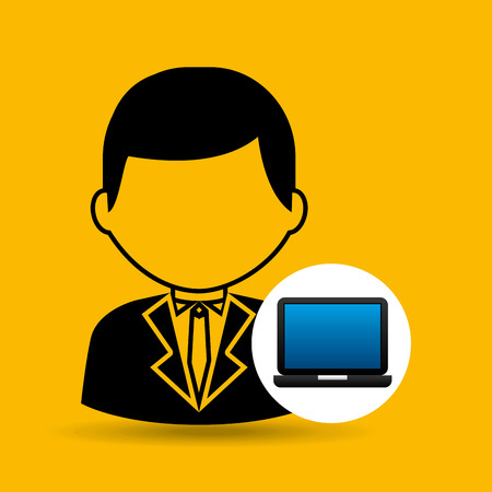 laptop icon character man social media vector illustrationのイラスト素材
